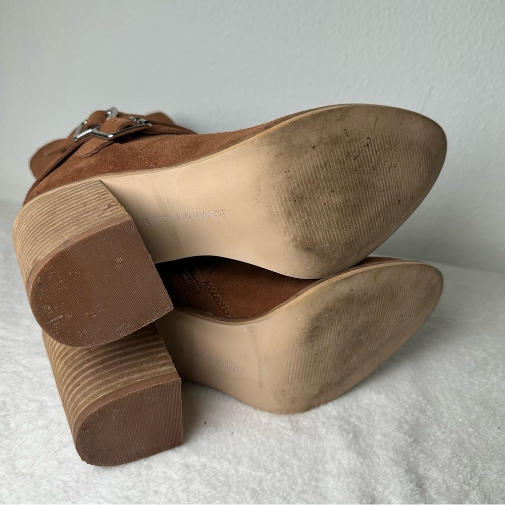 Chelsea & Violet CV-Vicky Brown Suede Heeled Pointed Toe Boots Booties - Picture 13 of 14